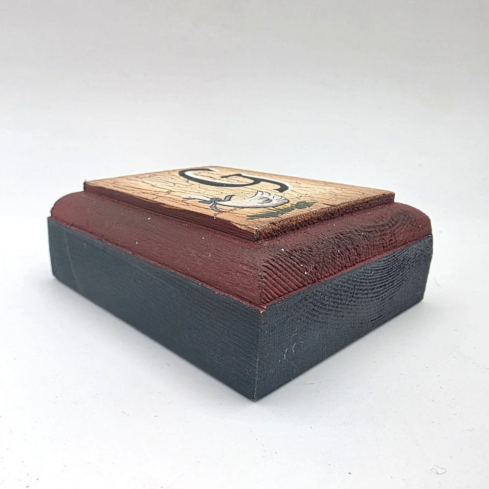 Rustic Country Goose Letter G Wood Block Sign Farmhouse Crackle Shelf Sitter 90s